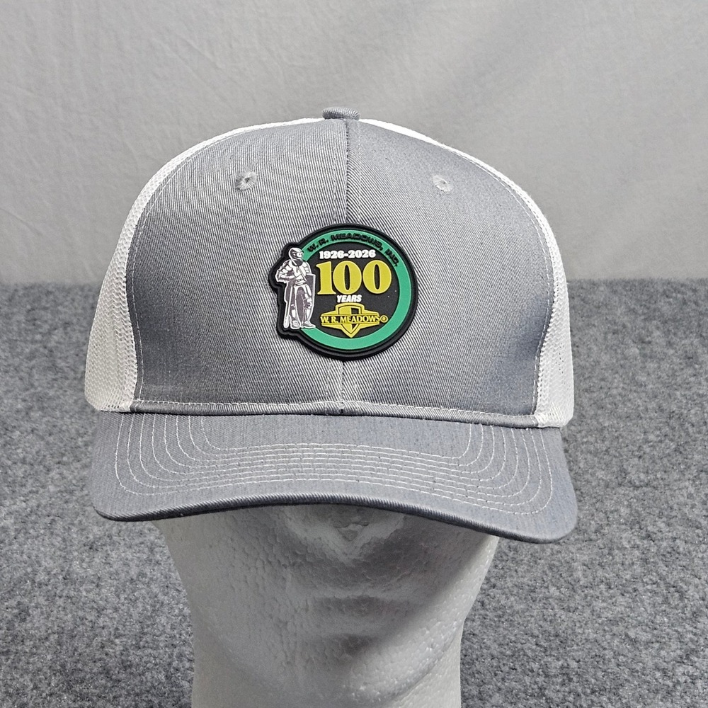 WR Meadows 100 Years Patch Snapback Hat Gray Trucker Cap Industrial Blue Collar